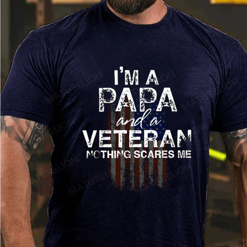 Maturelion Men's T-Shirt Gifts For Papa Veteran Cotton T-Shirt