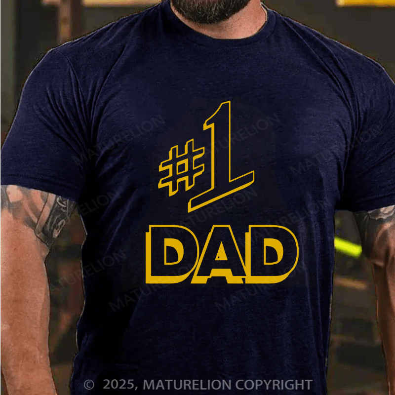 Maturelion Men's T-shirt Number 1 Dad Father's Gift T-shirt