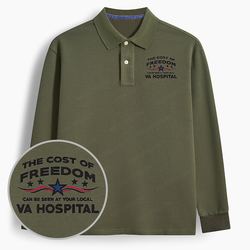 Maturelion Men's Polo The Cost Of Freedom Can Be Seen At Your Local Va Hospital Long-sleeve Polo
