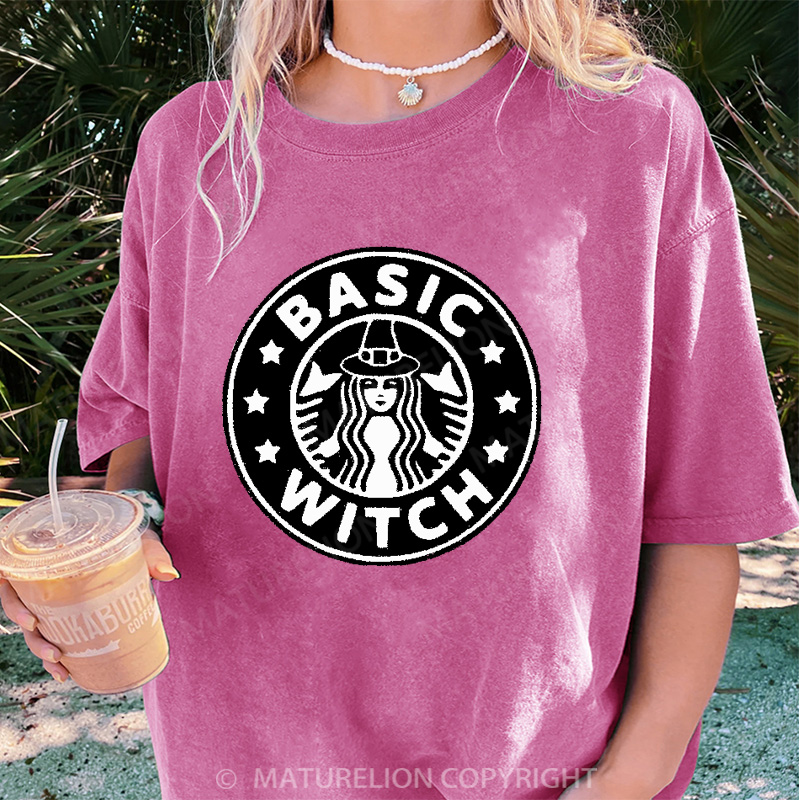 Maturelion Women's T-shirt Basic Witch DTG Washed T-shirt