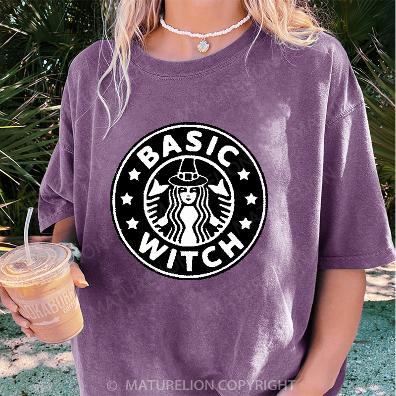 Maturelion Women's T-shirt Basic Witch DTG Washed T-shirt