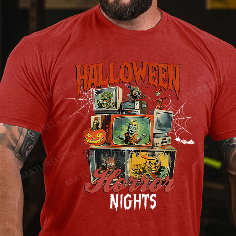 Maturelion Men's T-Shirt Halloween Horror Nights Cotton T-Shirt