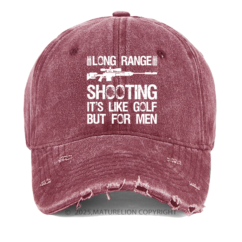 Maturelion Long Range Shooting It's Like Golf But For Men Washed Vintage Cap