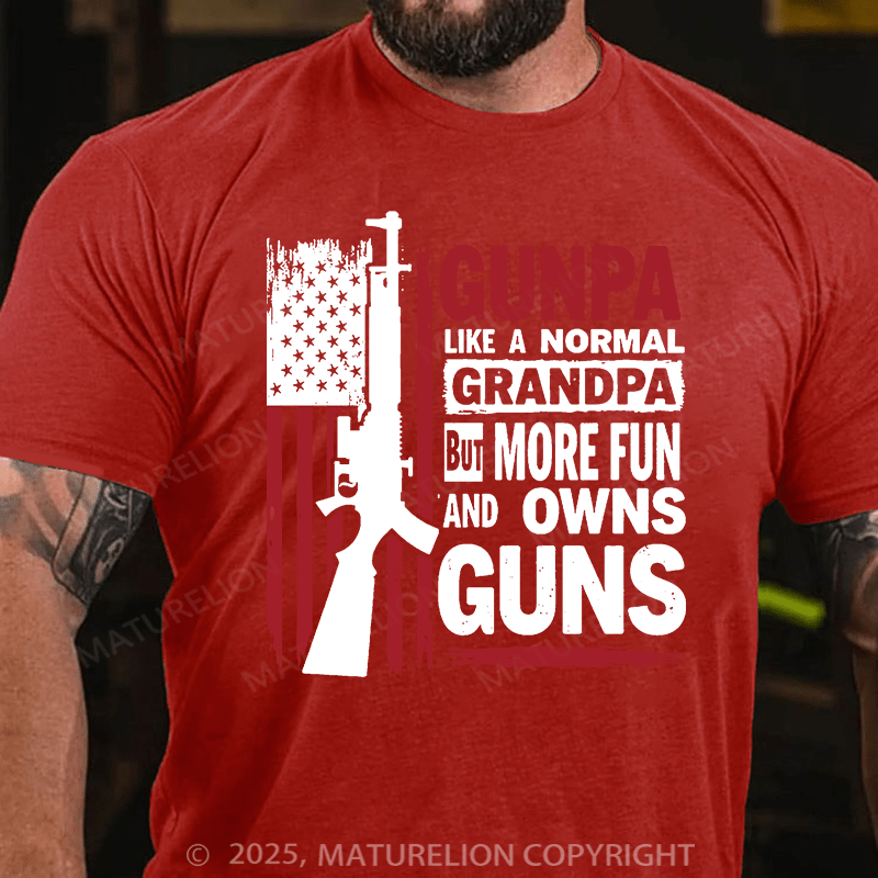 Maturelion Men's T-shirt Gunpa Like A Normal Grandpa But More Fun and Owns Gun Gildan 64000 Cotton T-shirt