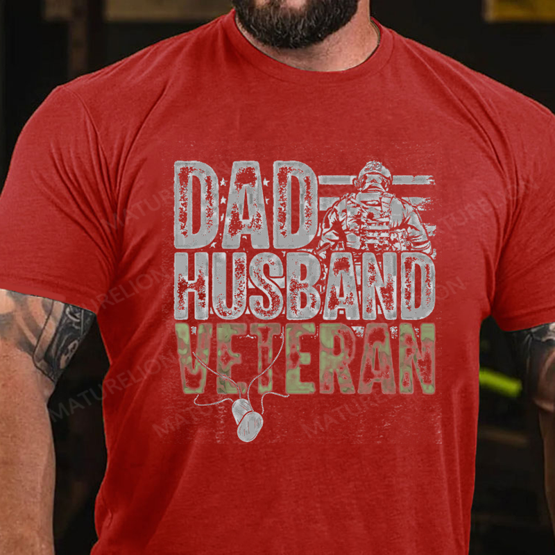 Maturelion Men's T-Shirt Dad Husband Veteran Cotton T-Shirt
