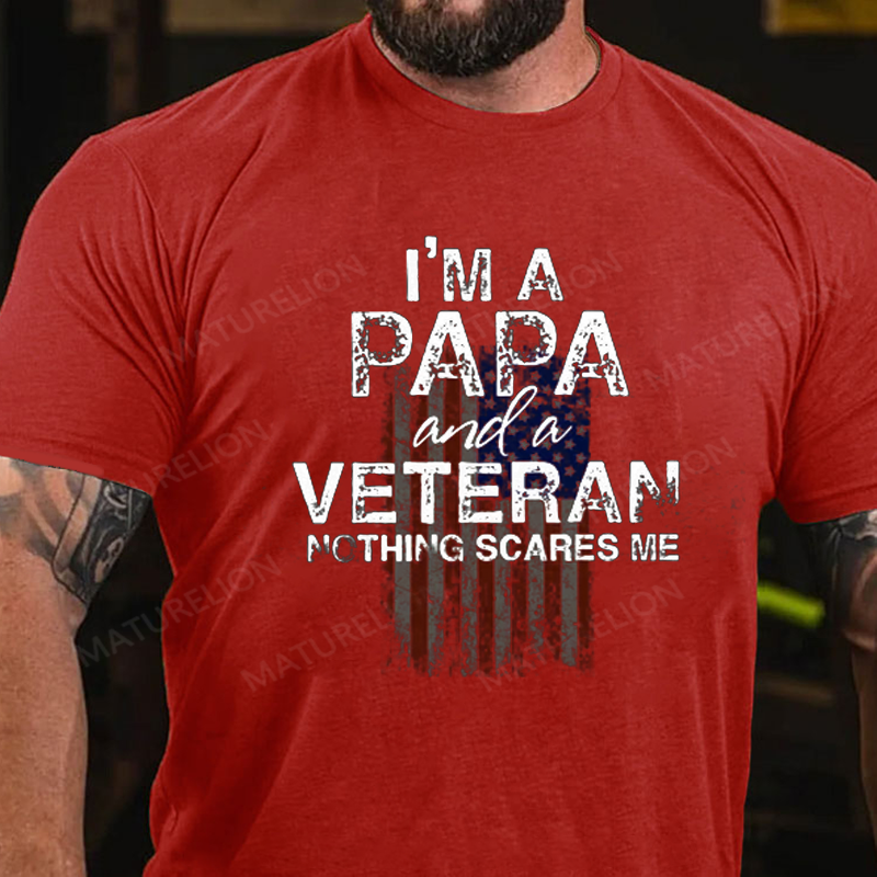 Maturelion Men's T-Shirt Gifts For Papa Veteran Cotton T-Shirt