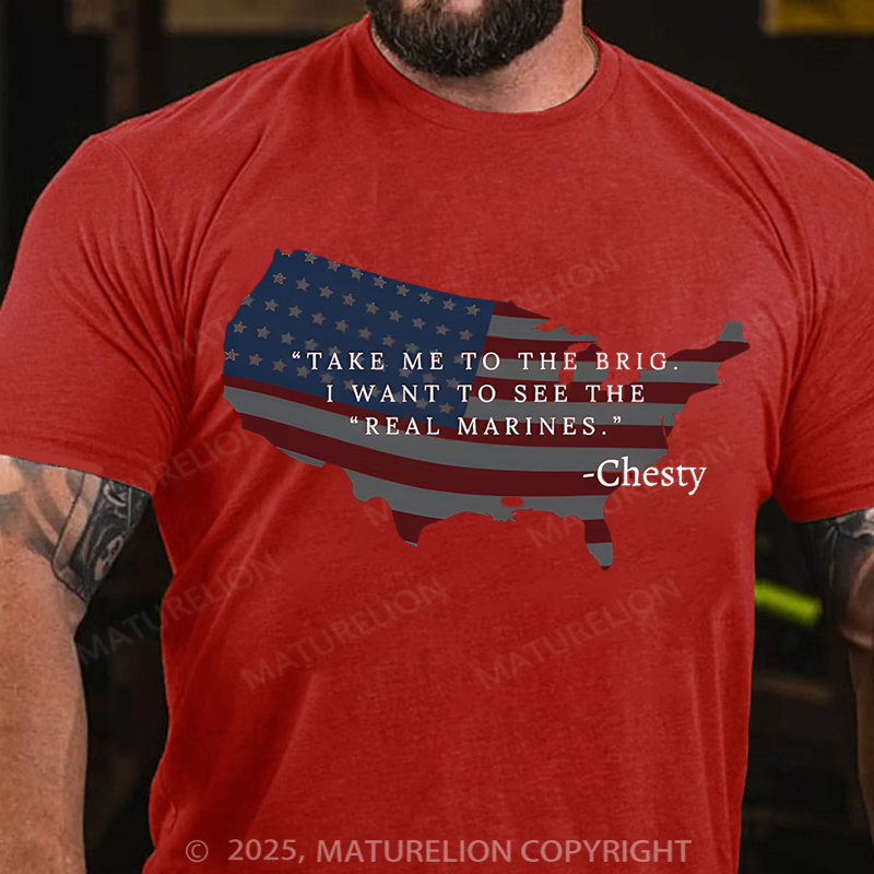 Maturelion Men's T-Shirt Chesty Puller Cotton T-Shirt