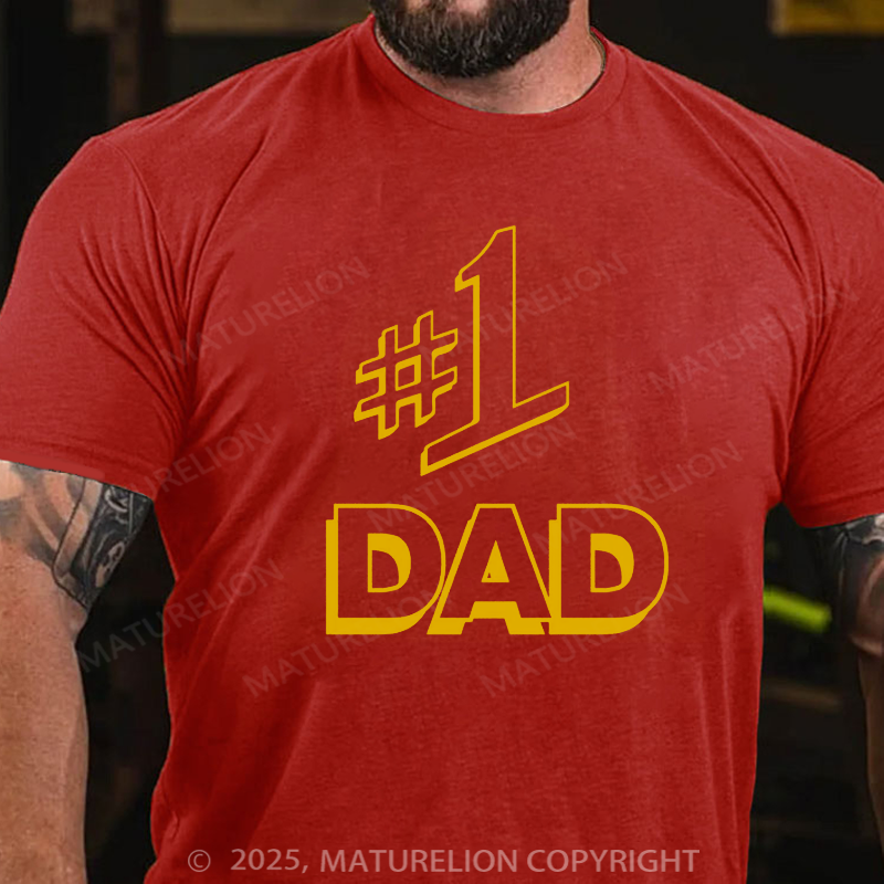 Maturelion Men's T-shirt Number 1 Dad Father's Gift T-shirt