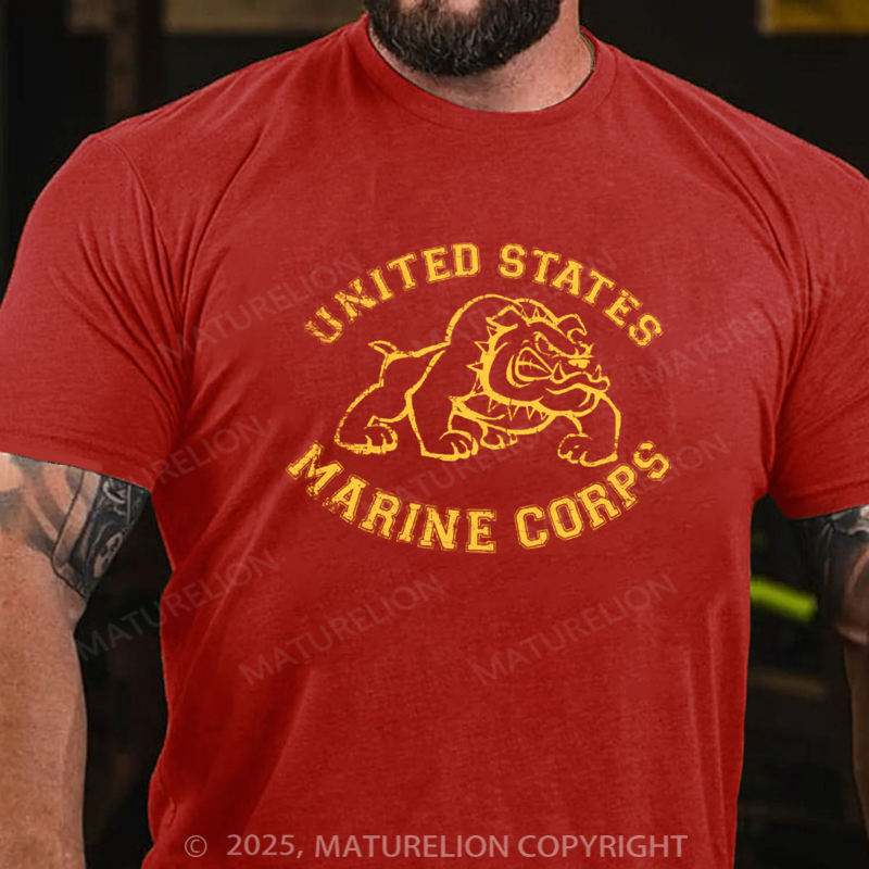 Maturelion Men's T-shirt Red Bulldog Cotton T-shirt