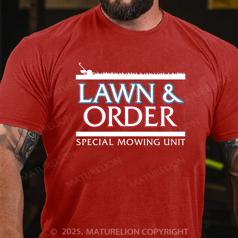 Maturelion Men's T-shirt Lawn & Order Cotton T-shirt