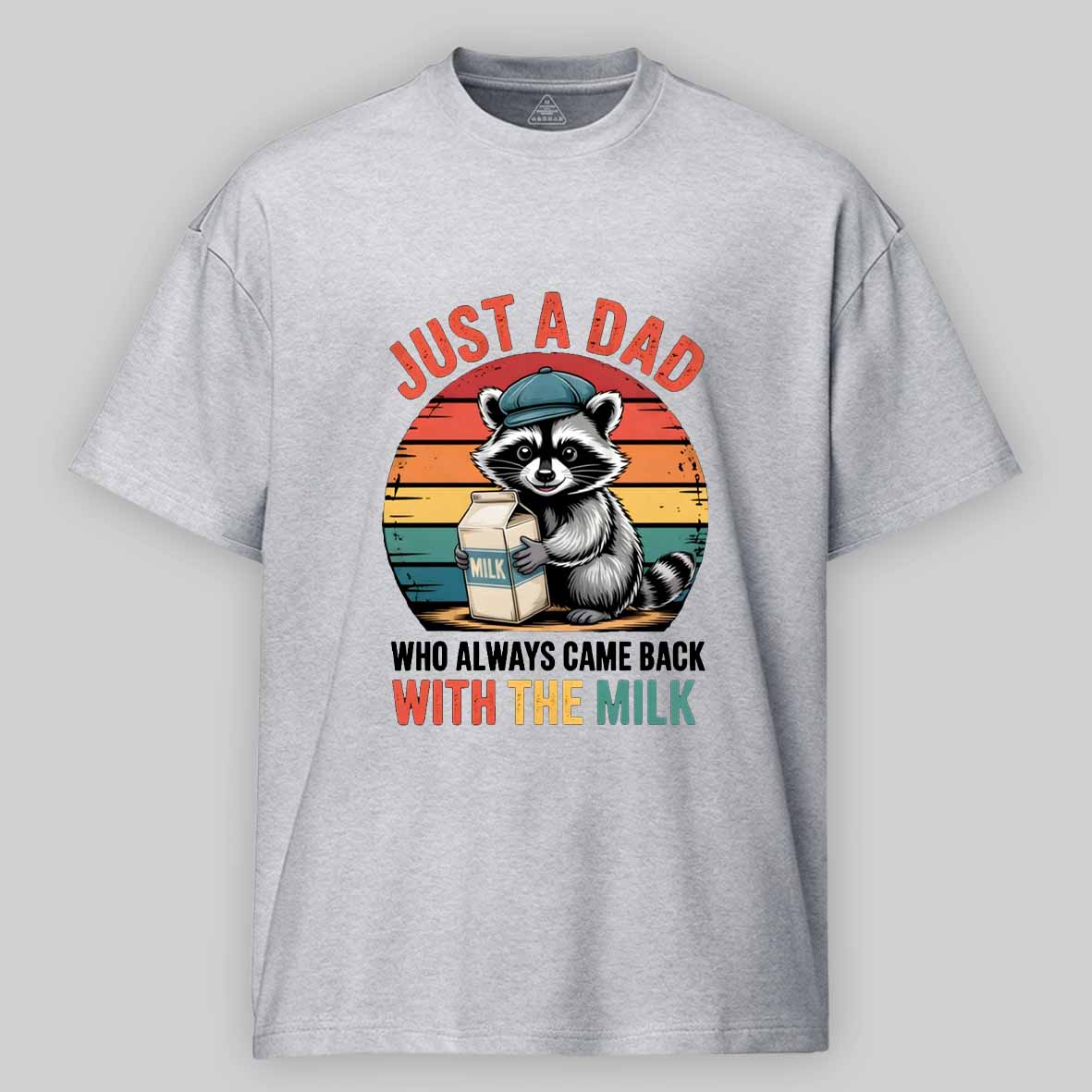 Maturelion Just A Dad Who Always Came Back With The Milk Retro Raccoon Cotton T-shirt
