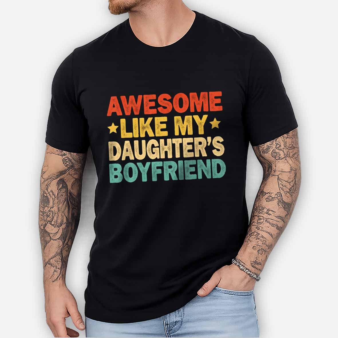 Maturelion Awesome Like My Daughters friend Mom Dad Parent Cotton T-shirt