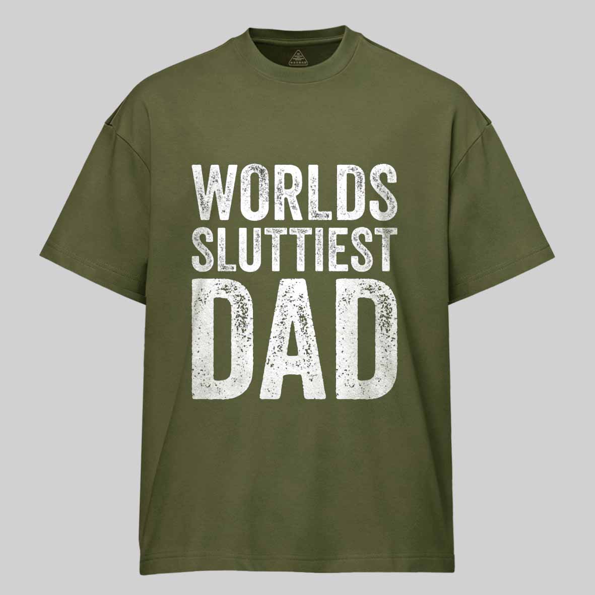 Maturelion Worlds-Sluttiest-Dad-White-Ink Cotton T-shirt