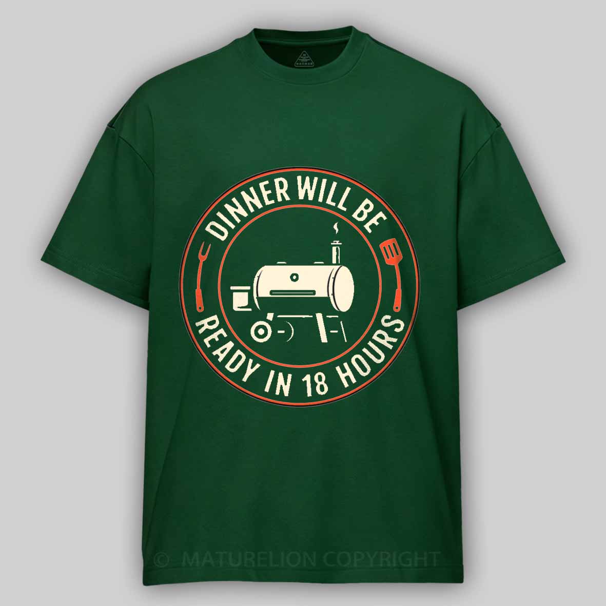 Maturelion BBQ Dad Smoker Humor – 18 Hour Meat Master Cotton T-shirt