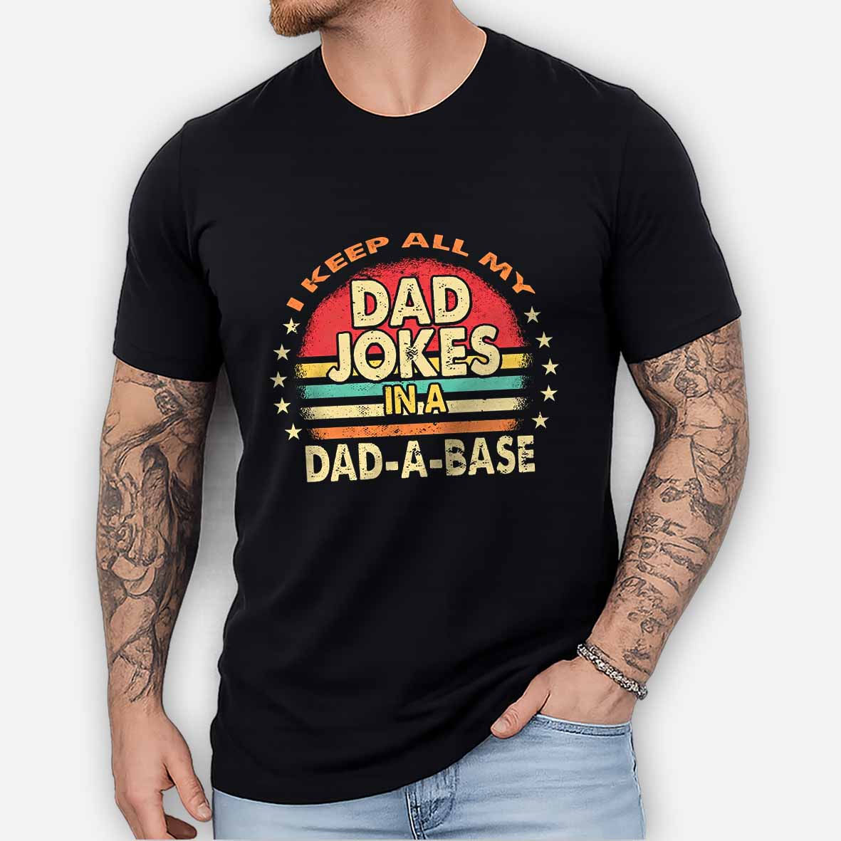 Maturelion I Keep All My Dad Jokes In A Dad-a-base Vintage Cotton T-shirt