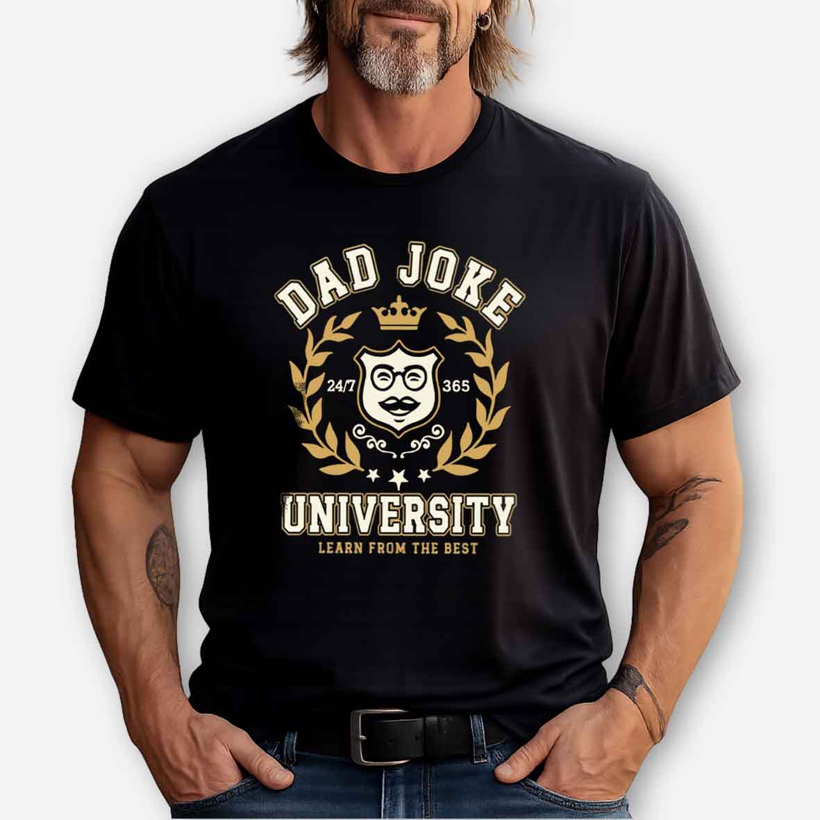 Maturelion Dad Joke University Funny Dad Humor Father´s day Birthday Gift Cotton T-shirt