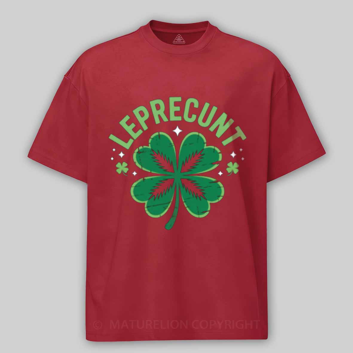 Maturelion Leprecunt St. Patrick's Day Funny LEPRECUNT Irish Shamrock Cotton T-shirt