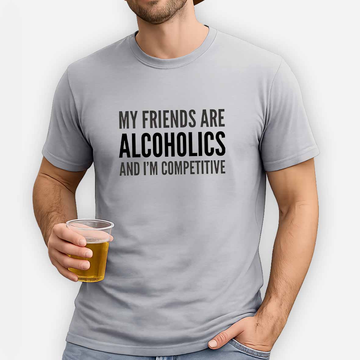 Maturelion Drinking Humor My Friend’s Are Alcoholics Cotton T-shirt