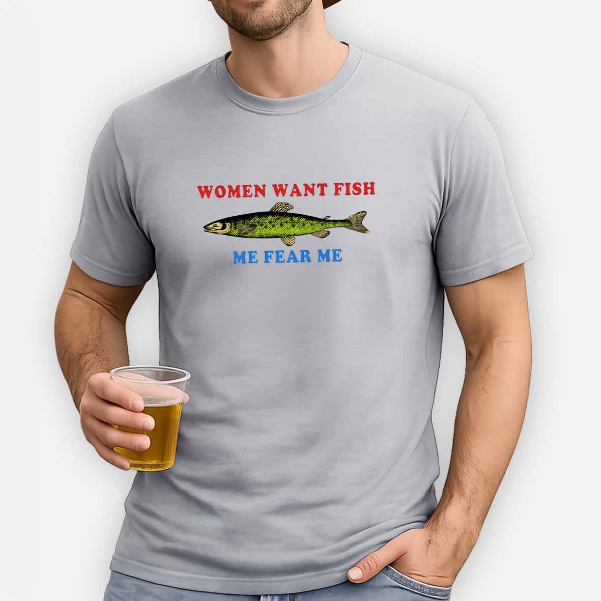 Maturelion Women Want Fish Me Fear Me Cotton T-shirt