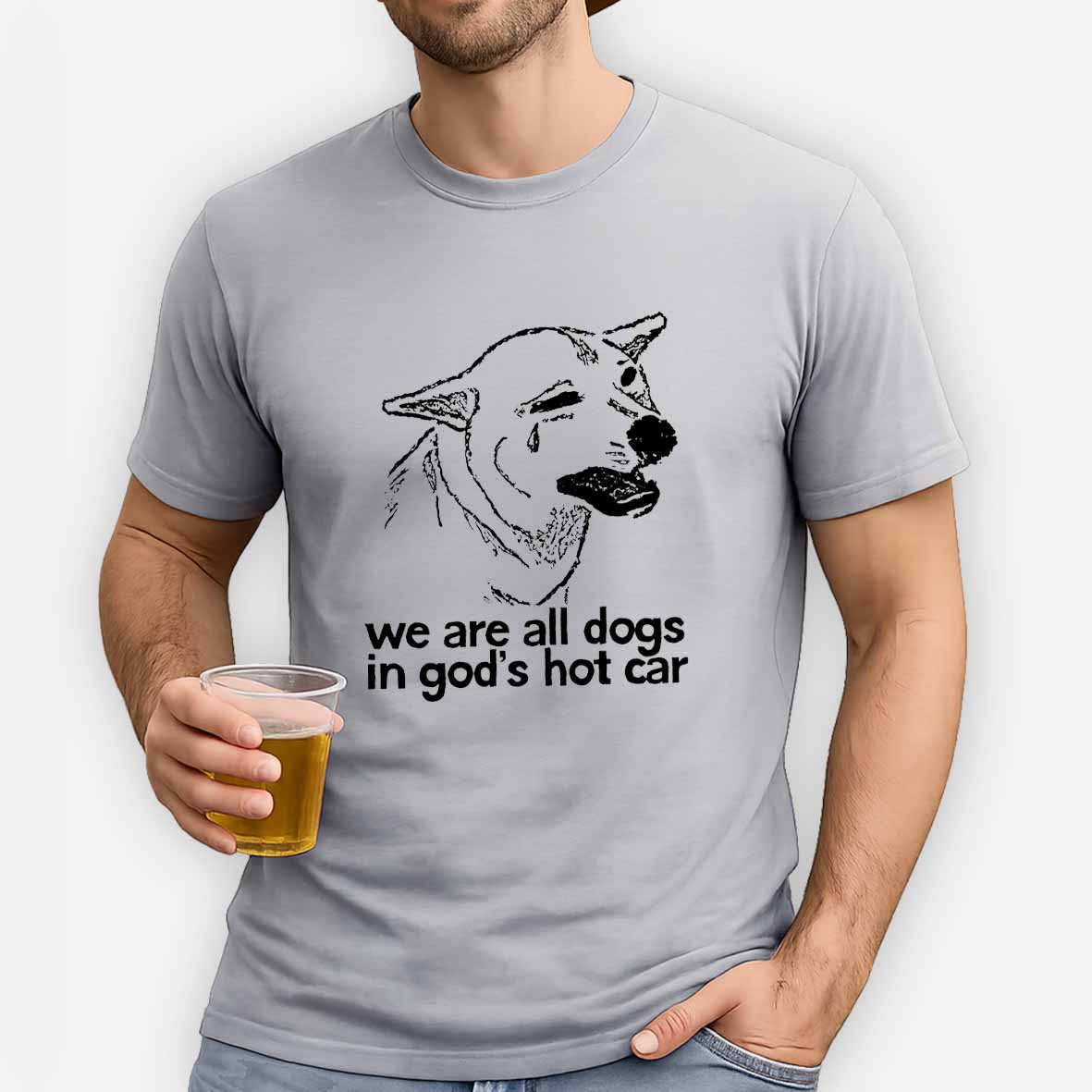 Maturelion We Are All Dogs In God's Hot Car Cotton T-shirt