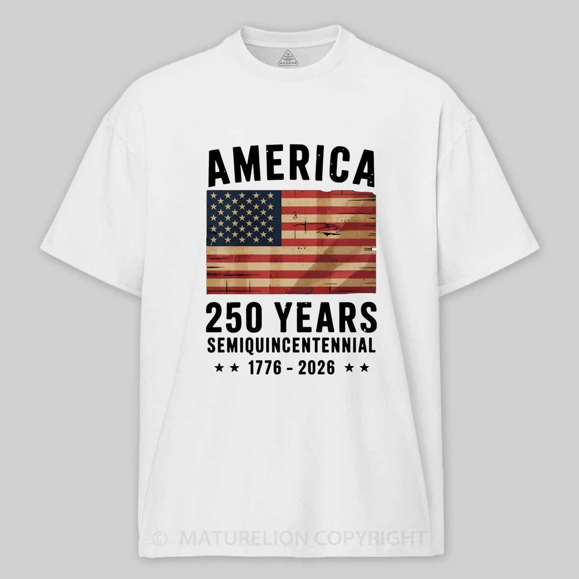 Maturelion 250 Years America Anniversary Flag USA Cotton T-shirt