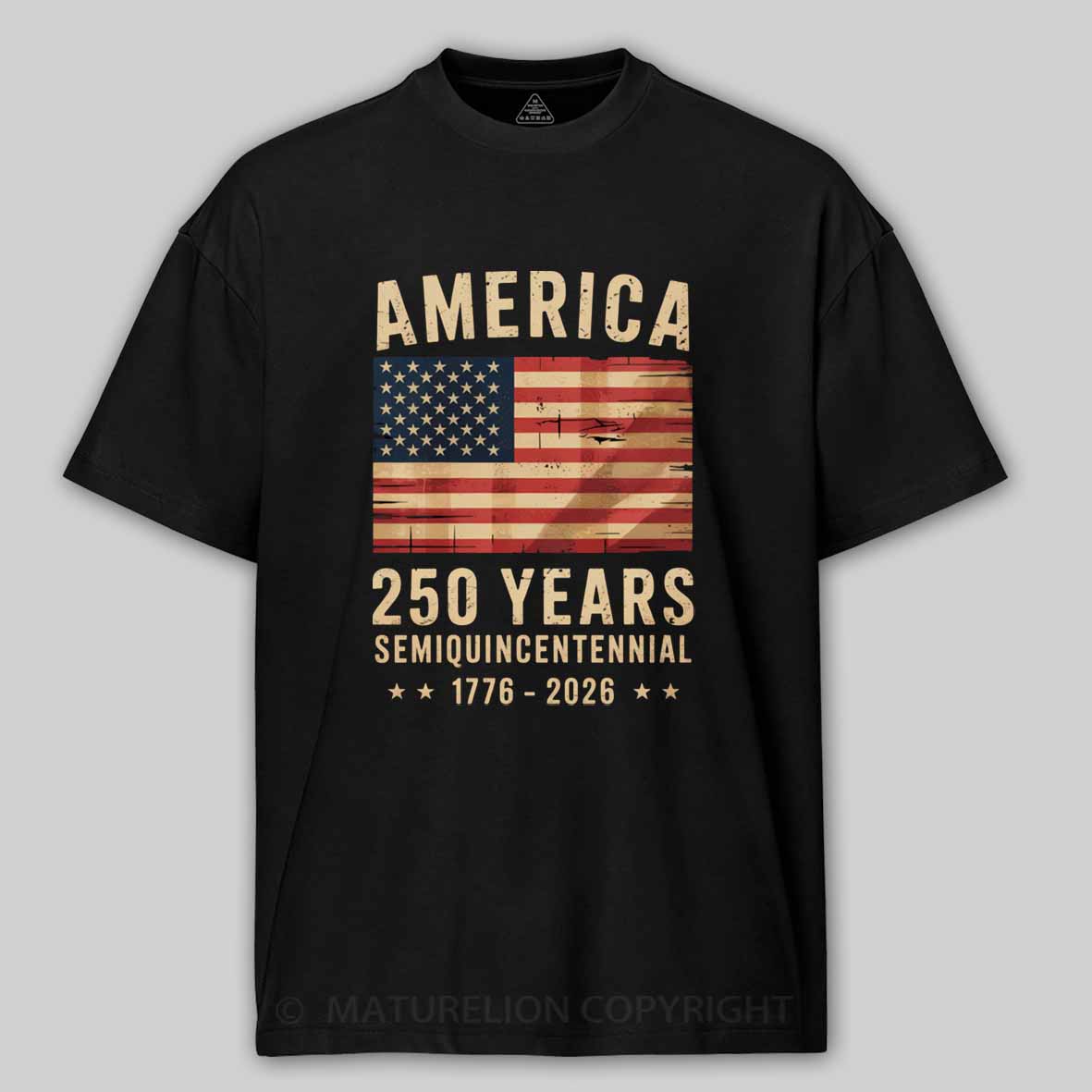 Maturelion 250 Years America Anniversary Flag USA Cotton T-shirt