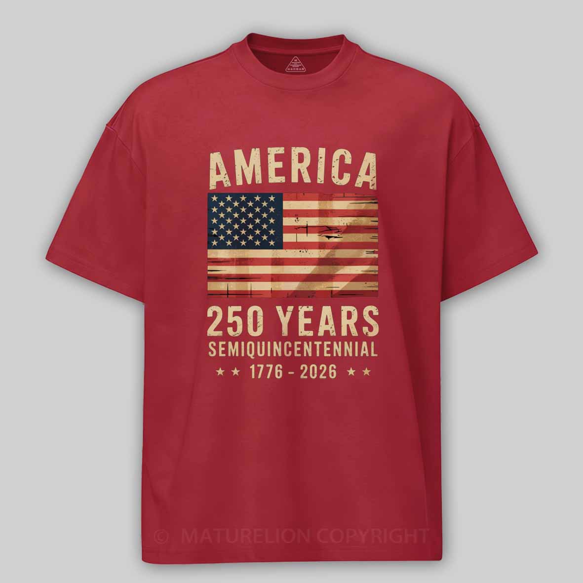 Maturelion 250 Years America Anniversary Flag USA Cotton T-shirt