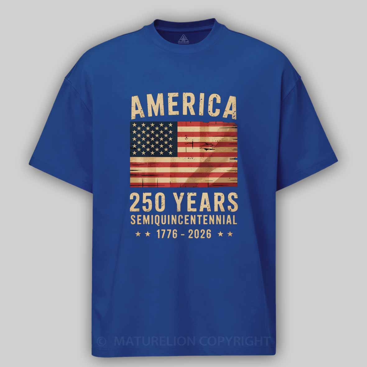 Maturelion 250 Years America Anniversary Flag USA Cotton T-shirt