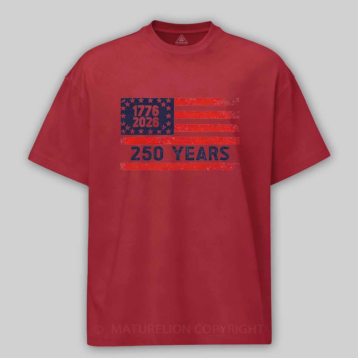 Maturelion USA 250 Anniversary Patriotic Typography Cotton T-shirt