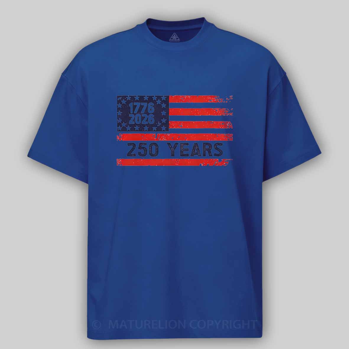 Maturelion USA 250 Anniversary Patriotic Typography Cotton T-shirt