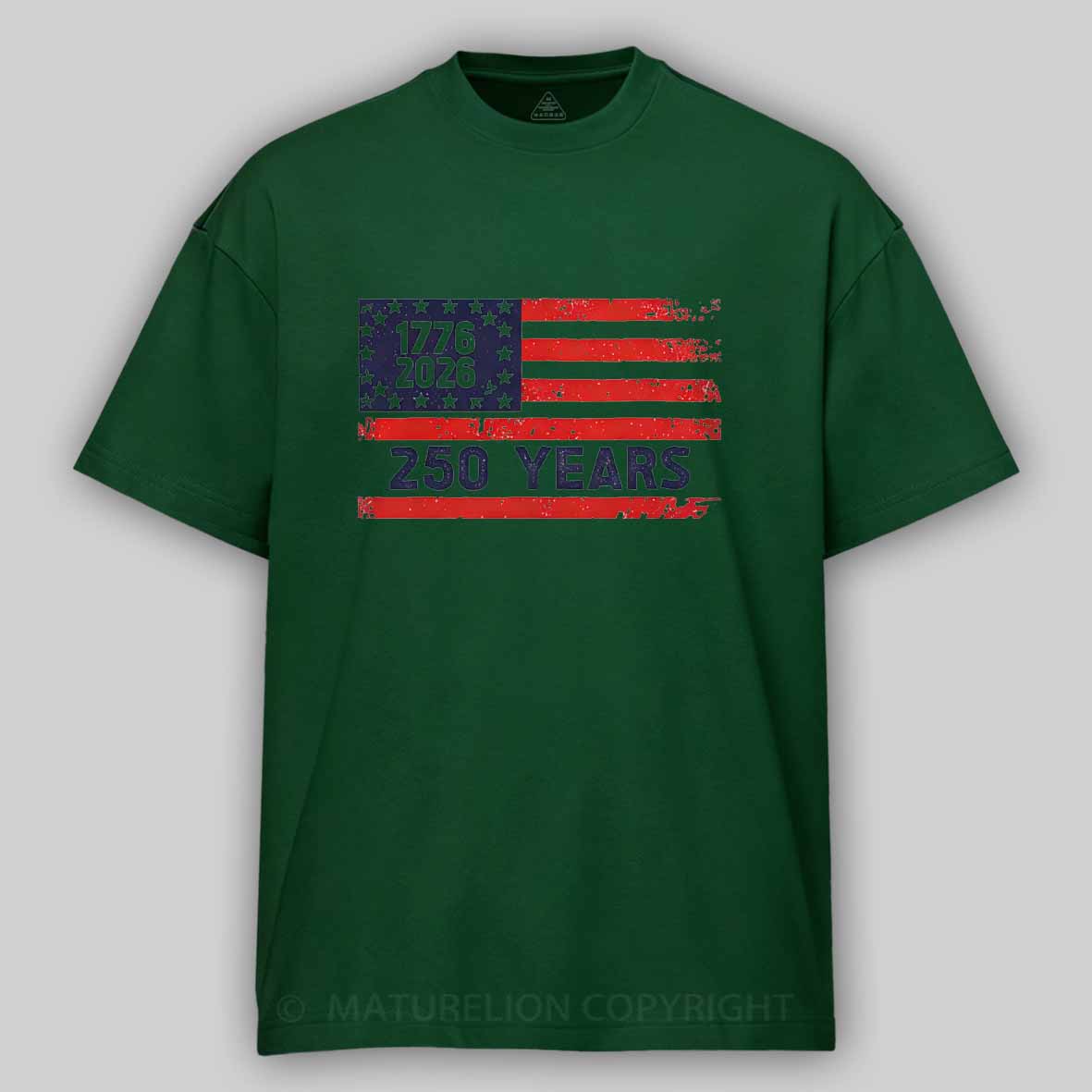 Maturelion USA 250 Anniversary Patriotic Typography Cotton T-shirt