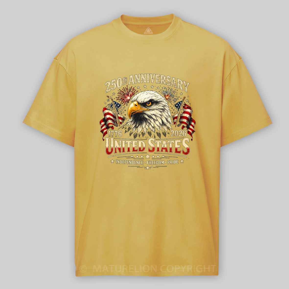 Maturelion 250 Years Anniversary Usa American Flag 1776 2026 Patriotic Cotton T-shirt