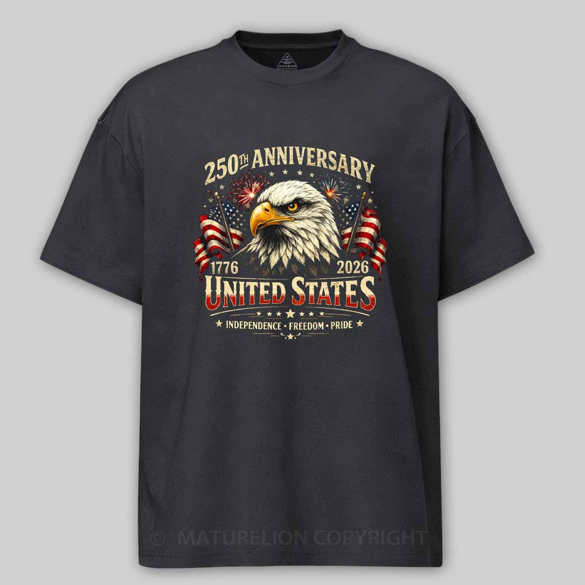 Maturelion 250 Years Anniversary Usa American Flag 1776 2026 Patriotic Cotton T-shirt