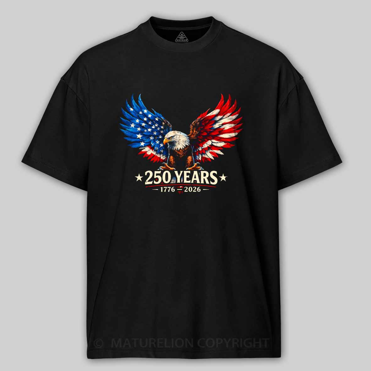 Maturelion 250 Years Anniversary Usa American Flag 1776 2026 Patriotic Cotton T-shirt