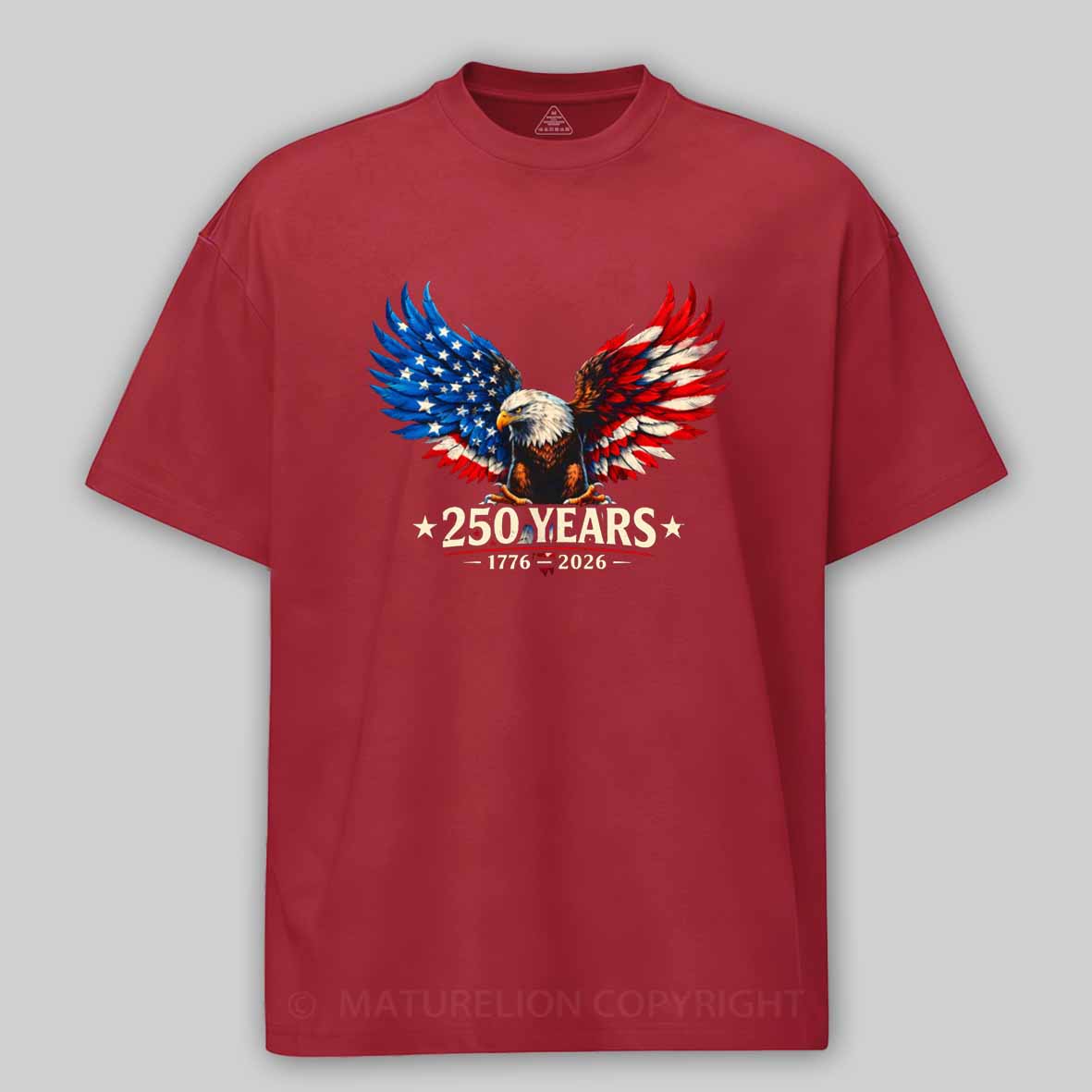 Maturelion 250 Years Anniversary Usa American Flag 1776 2026 Patriotic Cotton T-shirt