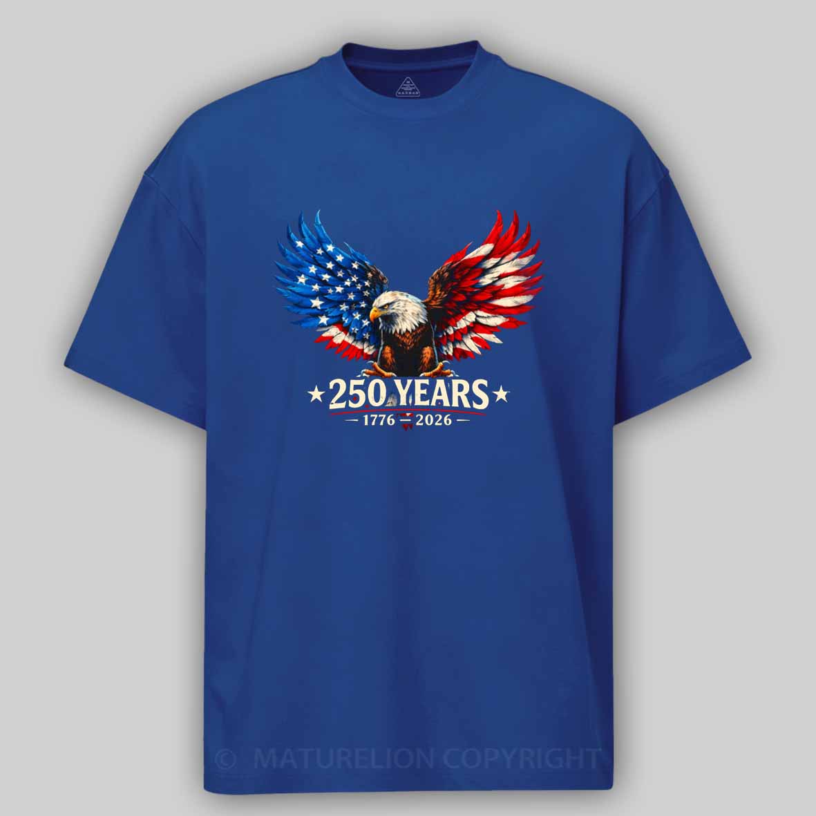 Maturelion 250 Years Anniversary Usa American Flag 1776 2026 Patriotic Cotton T-shirt