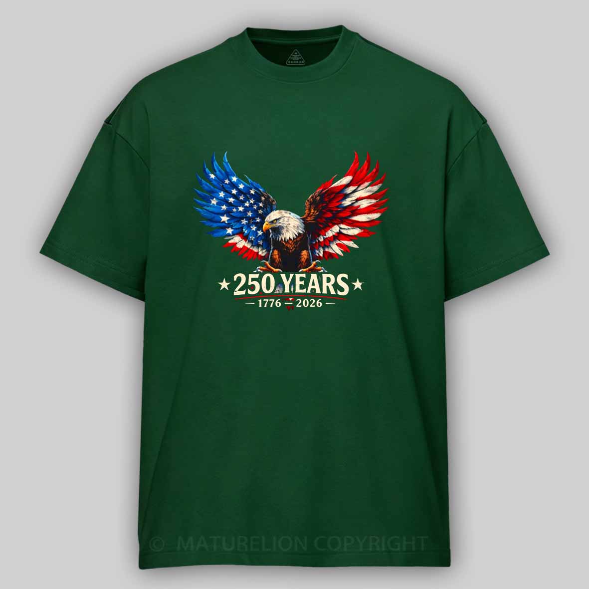 Maturelion 250 Years Anniversary Usa American Flag 1776 2026 Patriotic Cotton T-shirt