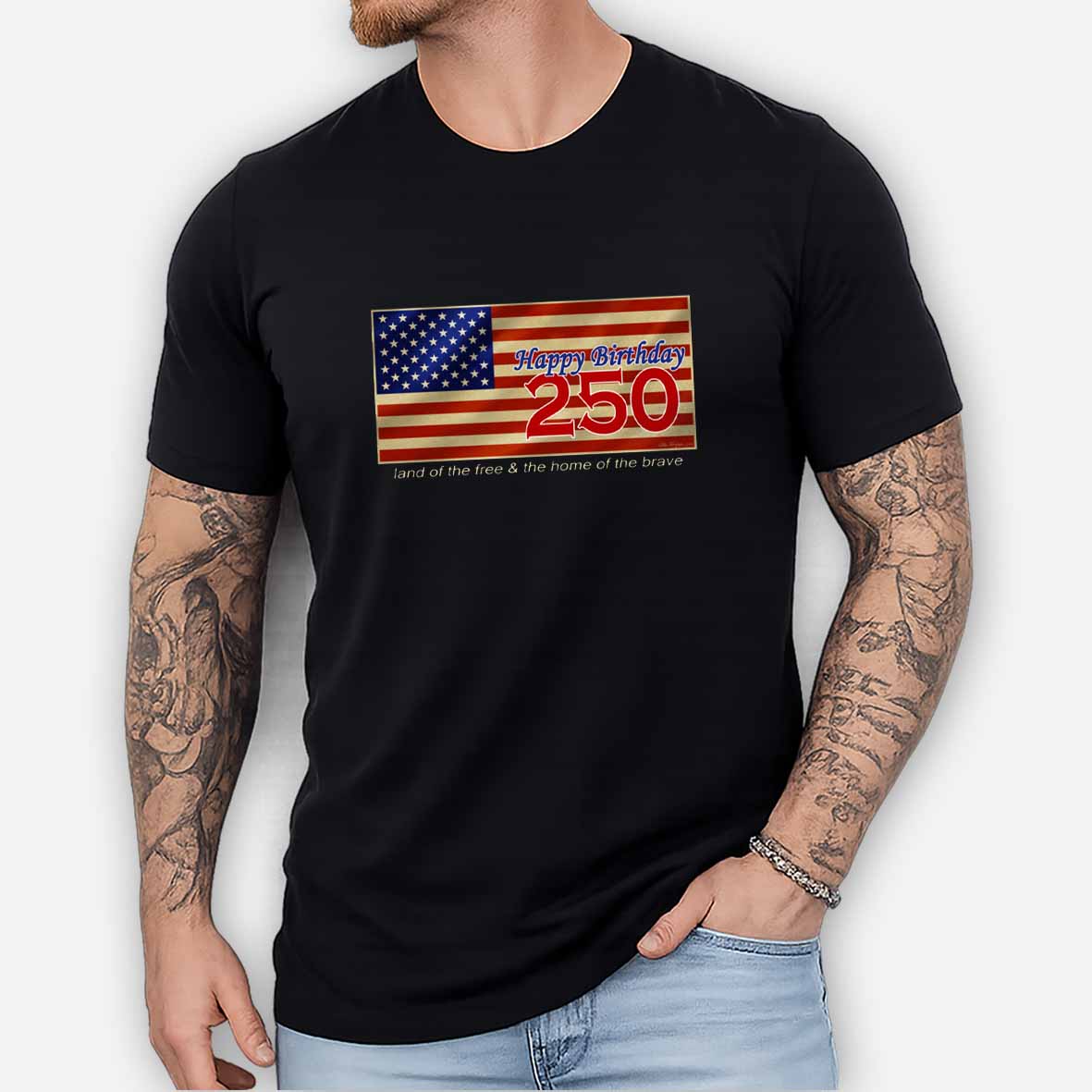 Maturelion Happy 250th Birthday USA Cotton T-shirt