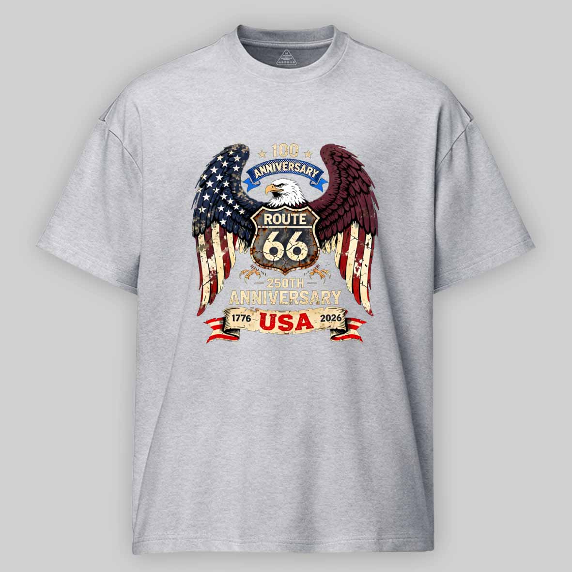 Maturelion Route 66 100th Anniversary And USA 250th Sestercentennial Eagle Cotton T-shirt