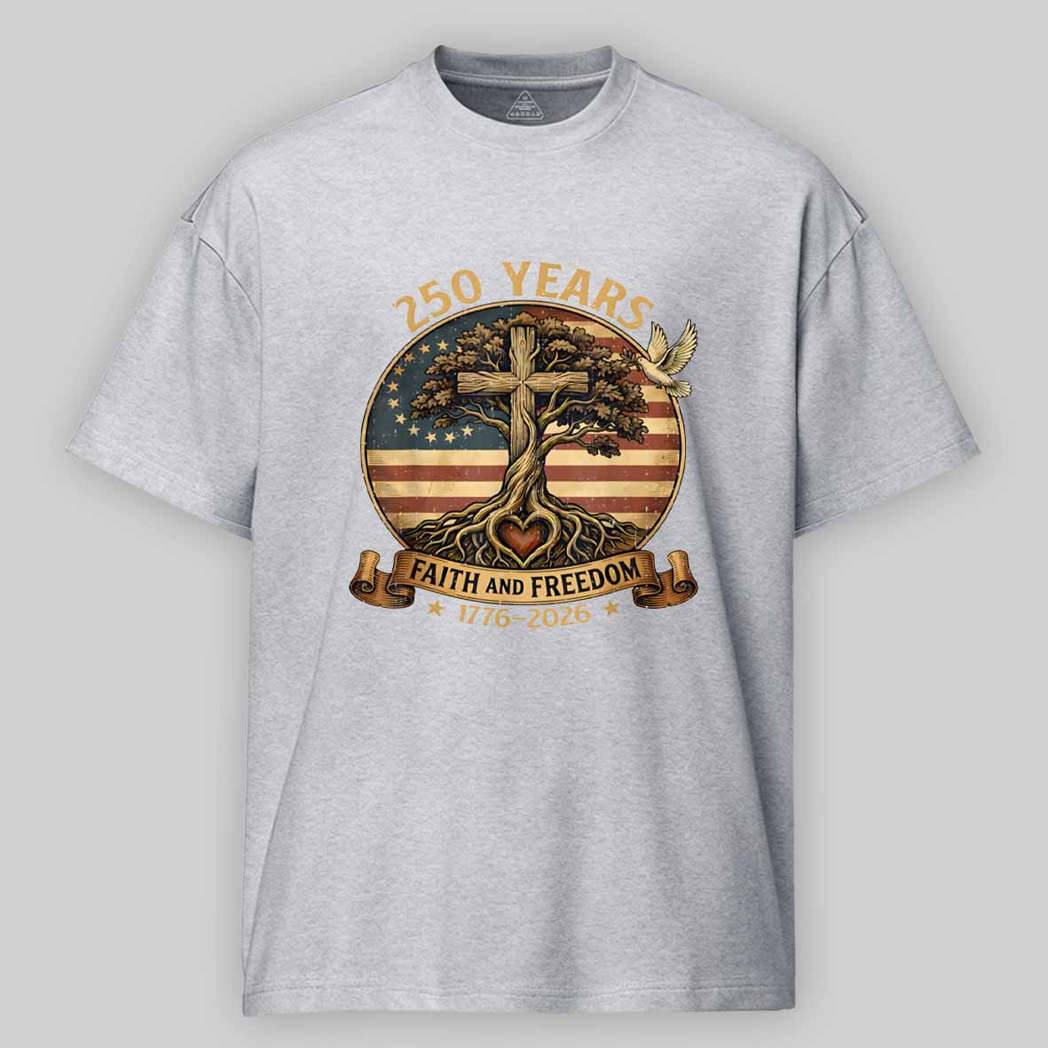 Maturelion 250 Years Faith And Freedom Christian USA 250th Anniversary Cotton T-shirt