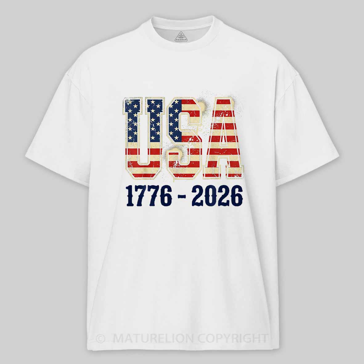 Maturelion 250 Years American 250th Anniversary USA Flag 4th of July Cotton T-shirt
