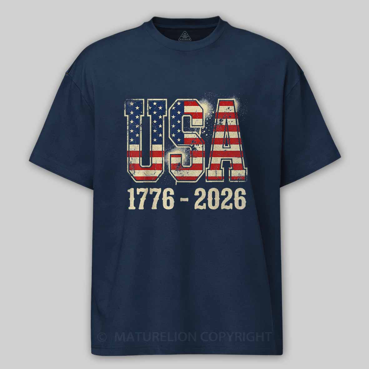 Maturelion 250 Years American 250th Anniversary USA Flag 4th of July Cotton T-shirt