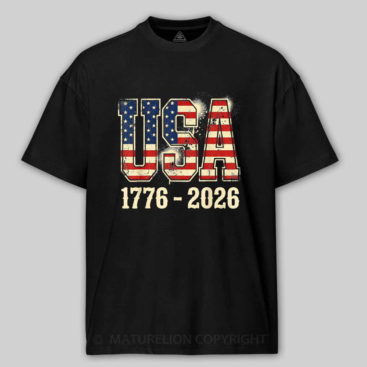Maturelion 250 Years American 250th Anniversary USA Flag 4th of July Cotton T-shirt