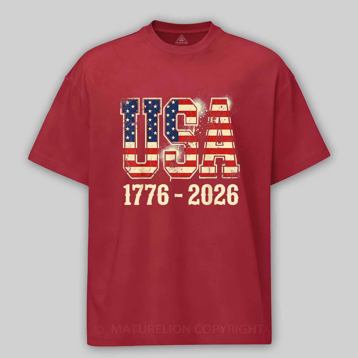 Maturelion 250 Years American 250th Anniversary USA Flag 4th of July Cotton T-shirt