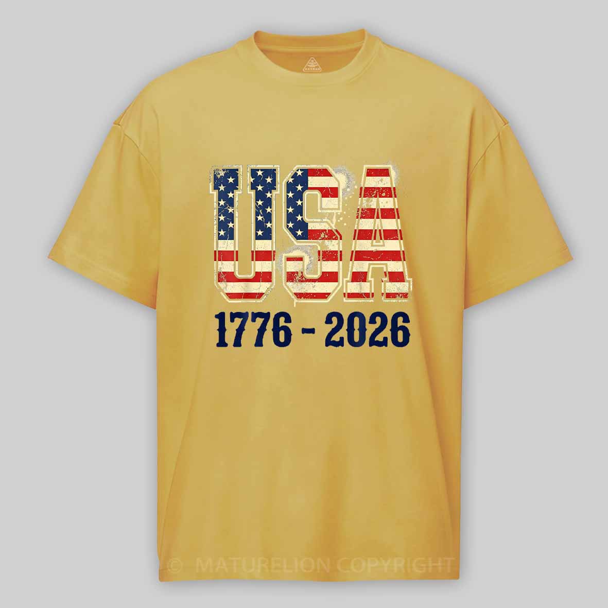 Maturelion 250 Years American 250th Anniversary USA Flag 4th of July Cotton T-shirt