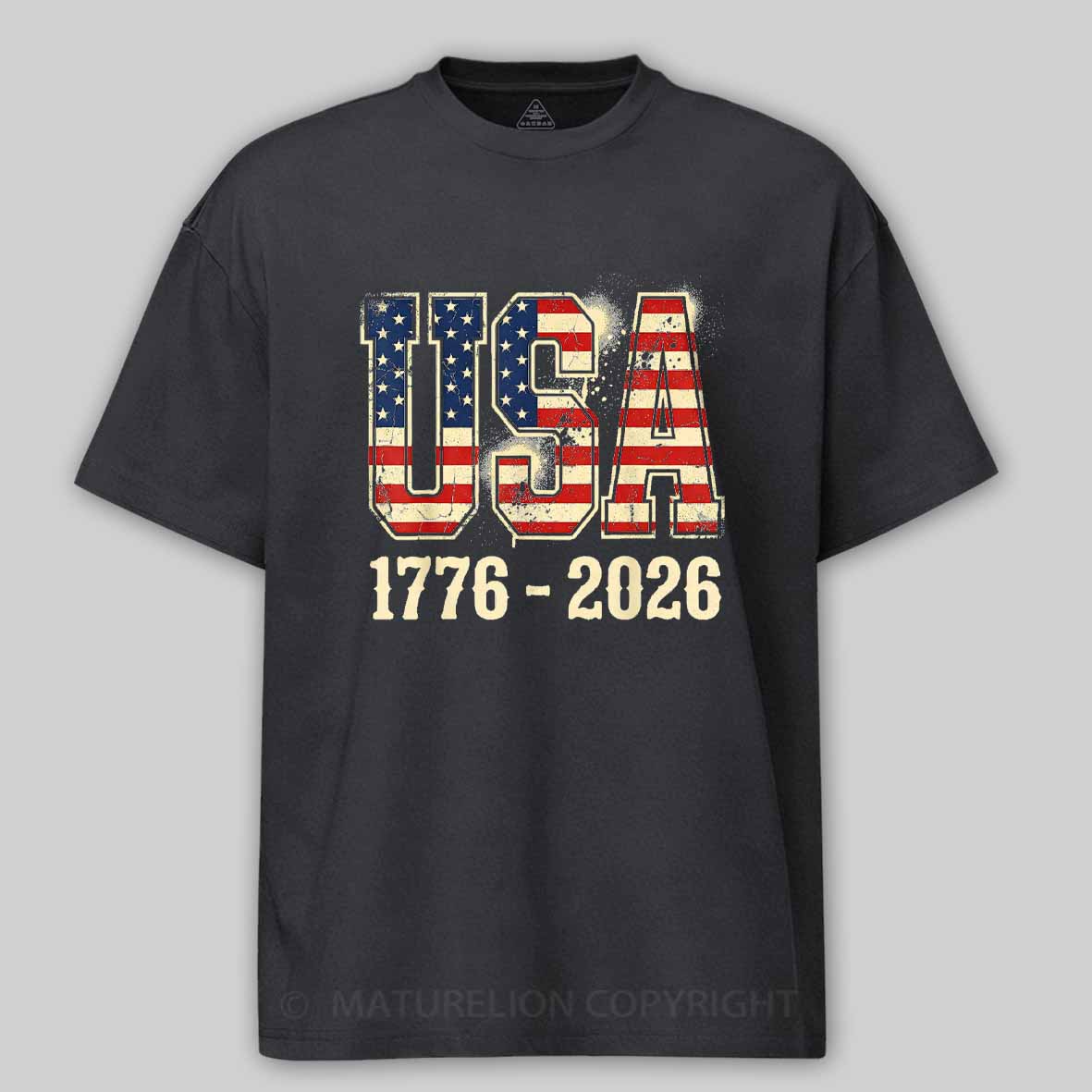 Maturelion 250 Years American 250th Anniversary USA Flag 4th of July Cotton T-shirt