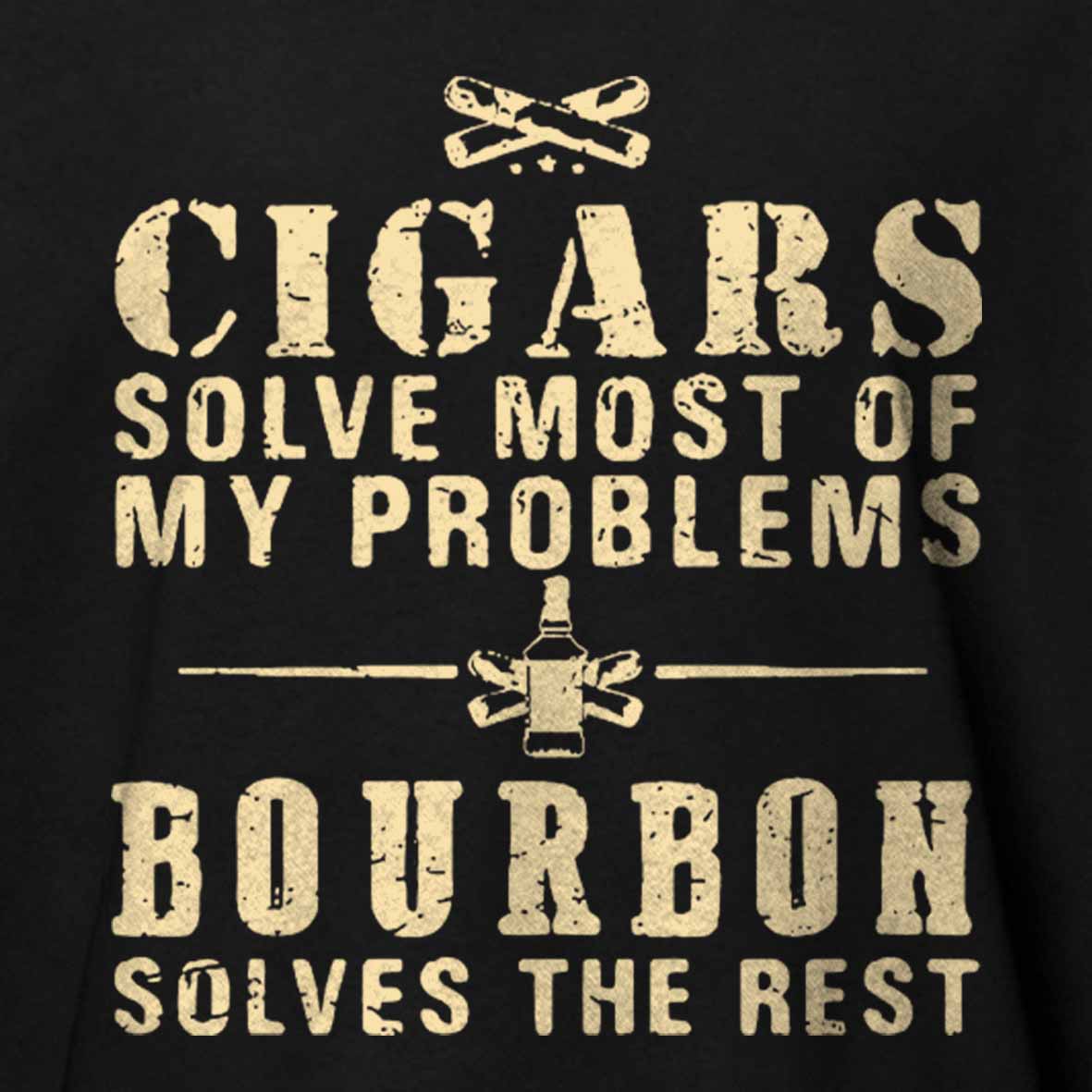 Maturelion Men's T-Shirt Cigars Solve Most Of My Problems Bourbon Solves The Rest T-Shirt
