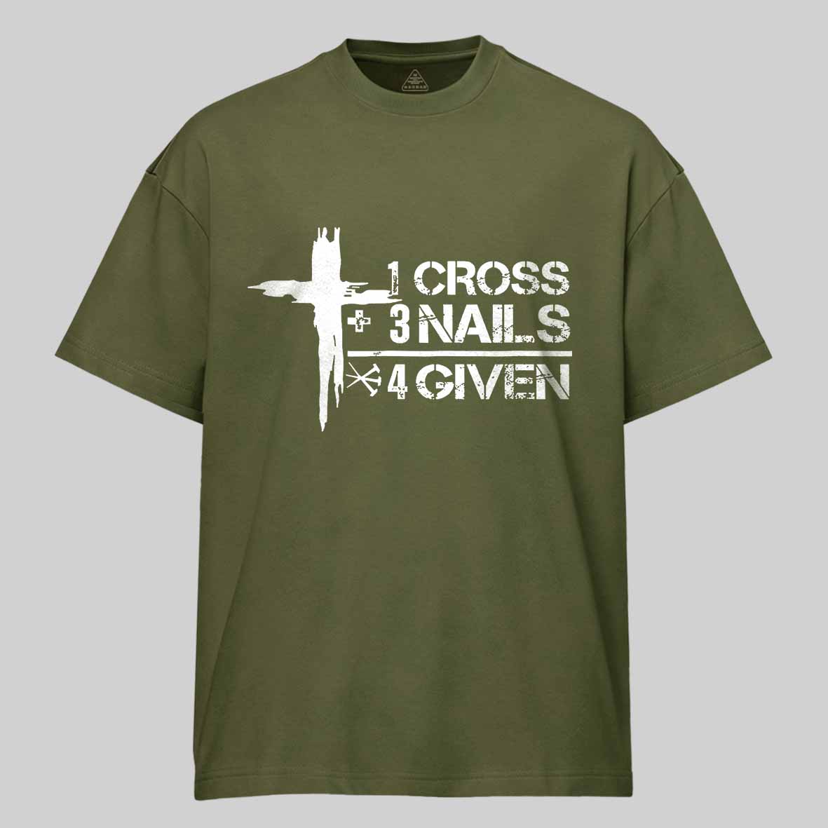 1 Cross+3 Nails 4 Given Religion Design Cotton T-shirt