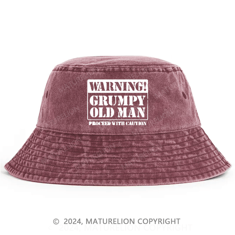 Matureolion Warning Grumpy Old Man Proceed With Caution Bucket Hat