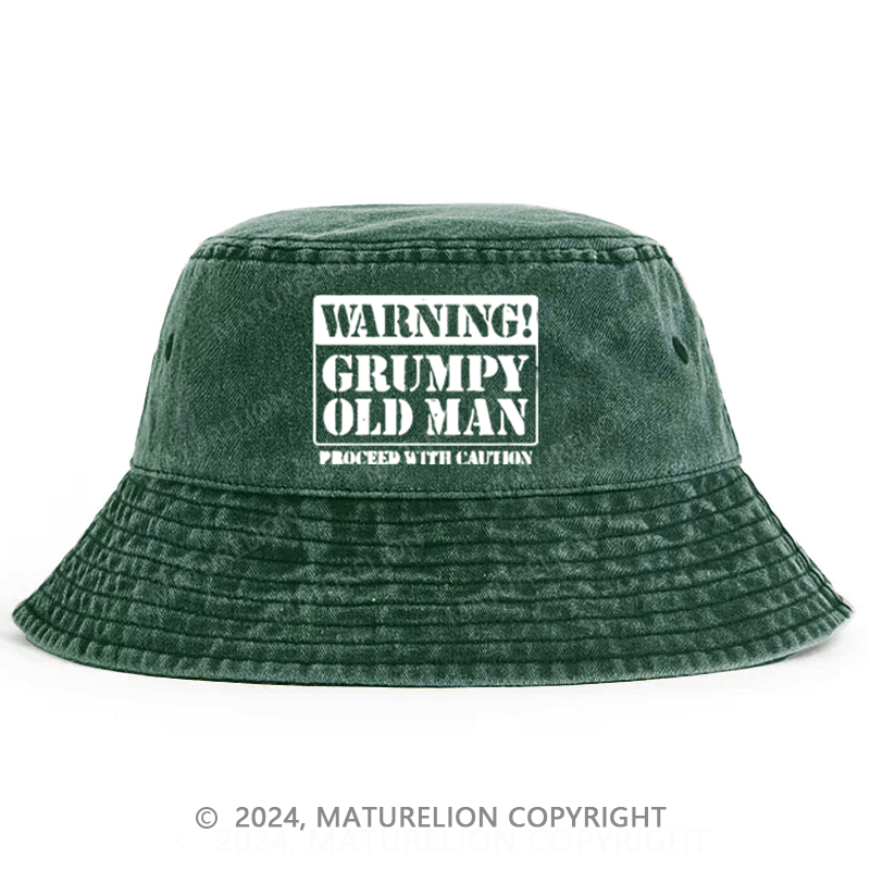 Matureolion Warning Grumpy Old Man Proceed With Caution Bucket Hat